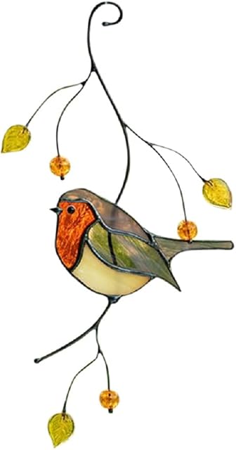 Multicolor Birds on Tree Branch Sun Catchers Bird Suncatcher Window Hangings for Windows Doors Room Home Decoration Hummingbird Ornament Gifts for Bird Lovers (1 bird A)