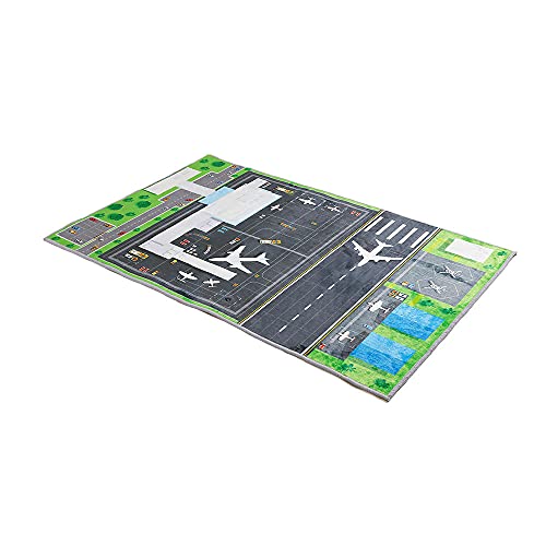 Rururug Kinderteppich Spielmatte, Flughafen Landebahn Flugzeug Kinderteppiche für Spielzimmer und...