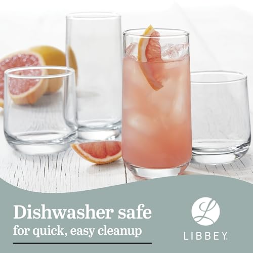 Libbey Ascent Tumbler and Rocks Drinking Glasses Set of 16, Glass Drinking Glasses with Curvature, Versatile Glassware Set for Parties and More by Libbey - Image 5