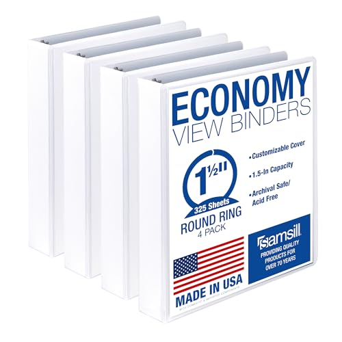 Samsill 1.5 Inch 3 Ring Binders, Economy Round Ring, Clear...