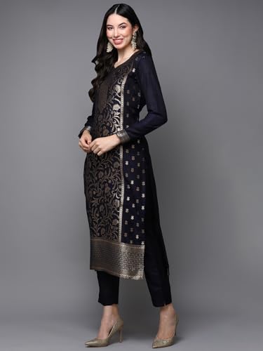 Image of Vaamsi Women's Chanderi Ethnic Motifs Woven Design Straight Kurta Pant With Dupatta With Cotton Inner