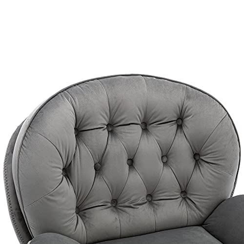 Sillón Plegable Terciopelo Gris miniatura 6
