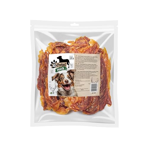 Mr. Pretzel Hähnchenfilet-Snack – Getrocknete Filetstreifen aus 100 % Huhn – 500 g | Hochwertiger Fleischsnack | Premium-Hundesnack | Getreidefrei | Ohne Zusatzstoffe | Für Hunde Aller Größen