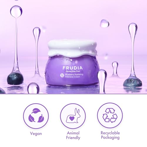 FRUDIA Blueberry Hydrating Intensive Face Cream, 1.94 oz – Deep Moisturizer with 69% Blueberry Extract and Panthenol for Dry Skin | Vegan and Cruelty Free