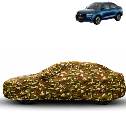 Image of Water Proof Car Body Cover Compatible for Maruti Swift Dzire 2024. | Dust Proof, Heat Resistant | Ultra Surface Body Protection - (Military Jungle Print)