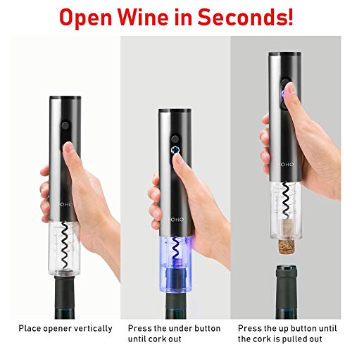 FOHO Electric Wine Opener, 6 in 1 Cordless Automatic Corkscrew Set, Gift Box contains Air Pressure Wine Opener, Foil Cutter, Vacuum Stopper and Wine Aerator Pourer, The Best Gift for Wine Lovers