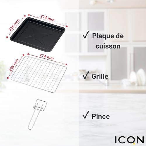 ICQN Mini-four compact 15 litres, 1 200 W, minuterie 60 minutes, 3 fonctions de cuisson, 90 °C à 230 °C, petit four de camping, anthracite, garantie 2 ans – Image 6