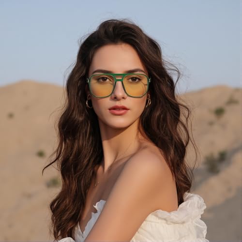 Image of FEISEDY Amber Blue Light Glasses for Computer Gaming Orange /Yellow lens Anti Eyestrain Sleep Glasses G2835