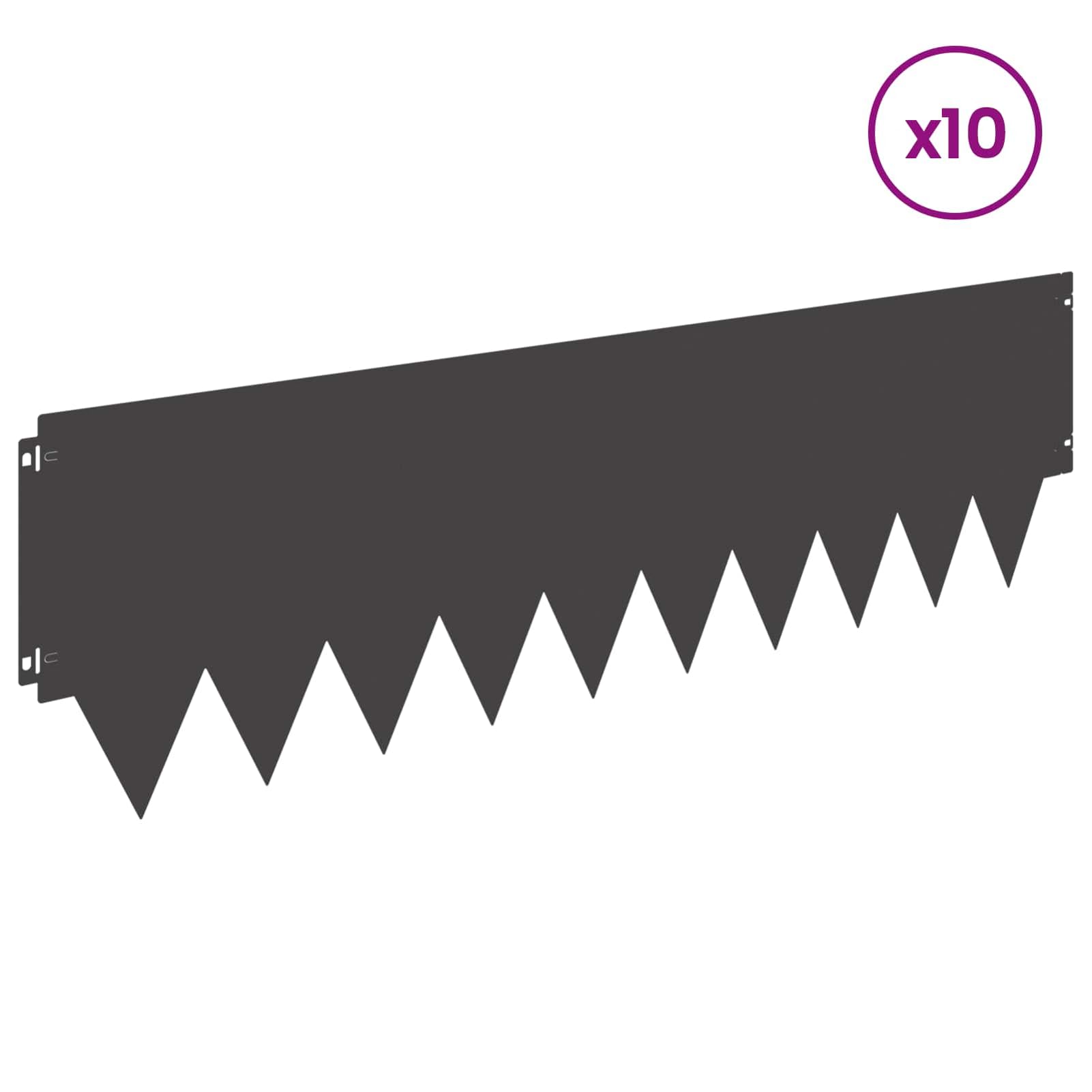 Flexibel Raseneinfassung 10 STK. 103 x 30 cm Metall Schwarz | Pulverbeschichteter Stahl, Wetterfest & Rostfrei, Stecksystem ohne Werkzeug, für Gerade & Kurvige Beete Blumenbeet Weg Hof