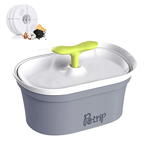 PETRIP Cat-Drinking-Water-Fountain, 2.8L-Automatic-Water-Dispenser-Bowl for Pets Cats Dogs Birds with 1-LED-Lights, 1-Silent-Pump, 3-Multiple-Layer-Filter, 1-Silicone-Mat