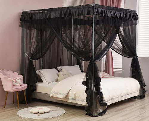 Ciel de lit princesse noir pour créer un coin lecture cosy dans une chambre de fille