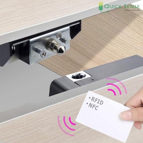 Image of Quick Sense | RFID Electronic Cabinet Lock Hidden with USB Cable | One Key for Multiple Locks | DIY Easy Install | for Wooden Drawer, Cupboard, Locker, Gun Box | Low Battery Alert | Pack of 1