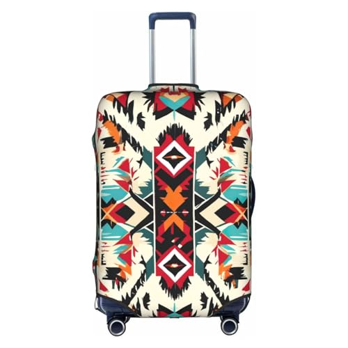 Native American Pattern Print Suitcase Protector Dust-Proof Case Men Women Travel Fits 18-32 Inch Luggage, Small, White