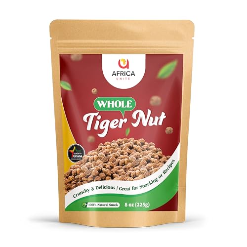 Whole Tiger Nuts (Chufa) Raw Dried Tigernuts for Snacking Soaking & Cooking Naturally Sweet Unsweetened Culinary Ingredient Product of Ghana 8 oz
