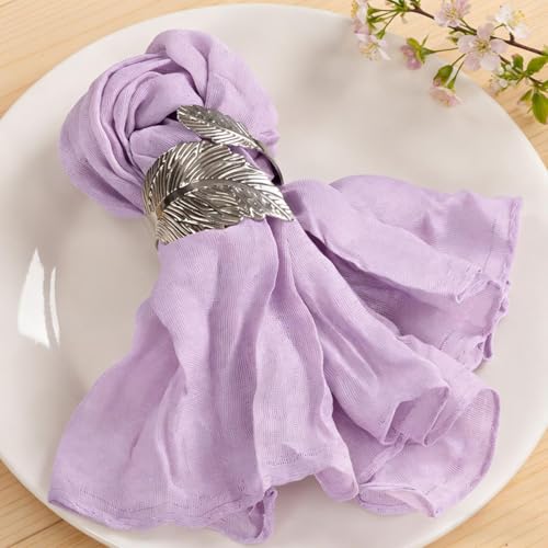 Image of MLMC 60 Pack Cheesecloth Napkins Bulk Lilac Purple Dinner Cloth Napkins 21 inchx21 inch Boho Reusable Lavender Cloth Napkins in Bulk for Wedding Bridal Baby Shower Events Table Decor