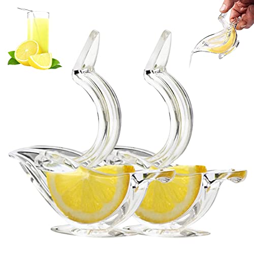 Manual Lemon Juicer, Acrylic Manual Lemon Slice Squeezer, Portable Transparent Fruit Juicer, Elegance Bird Shape, Hand Juicer for Orange Lemon Lime Pomegranate Home Kitchen Bar Gadget (2PC)