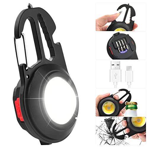 Daakro Mini COB Keychain Flashlights, 1000 Lumens Rechargeable Flashlights Keychain Work Light, 7 Light Modes Portable Light for Fishing, Walking, Camping Accessories Accessories