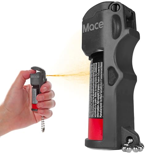 Mace Brand Pocket Model Pepper Spray, 0.39 oz, 10 Feet Range, Max Strength 10% OC Formula, Long Lasting UV Dye, Flip Top Safety Cap, Self Defense Pepper Spray for Women & Men - Black