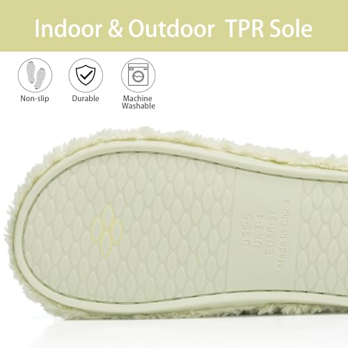 Image of GOEWY Fuzzy Open Toe Slippers for Women Indoor Cozy Memory Foam Slip On House Slides Shoes Gifts for Womens Her Mom