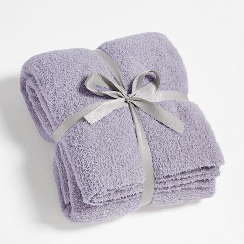 Image of CYMULA Knit Throw Blanket for Couch Purple - Super Soft Lightweight Plush Fuzzy Fluffy Cozy Blankets and Throws for Sofa Bed, 60 x 80 inches