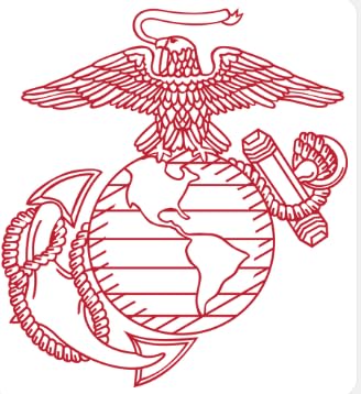 Image of Eagle Globe and Anchor 12 inch Sticker, Vinyl Transfer (Red)