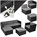 tectake® Poly Rattan Lounge, Outdoor Gartenmöbel Set mit Sofa, Sessel, Hocker und Tisch, variabel kombinierbar, Möbel wetterfest für 4-5 Personen, Balkonmöbel, Gartenlounge, Terrassenmöbel - schwarz
