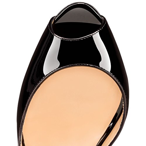 Elashe Damenschuhe High Heels Pumps| Peep Toe 12CM Cut Out Lack Heels | D'orsay Hochzeit Schuhe | Hochzeit Party Pumps Schwarz EU42