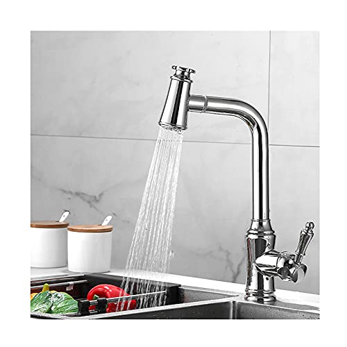 Robinet de cuisine à tirette mitigeur évier rotatif monocommande jet double - 2