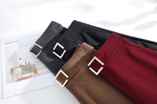 Womens Vintage High Waist Wool Long Skirt A-line Fall/Winter Classic Solid Color Midi Skirt4