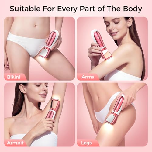 Image of Bikini Trimmer for Women, 2 in 1 Electric Razors Shaver, IPX7 Waterproof Body Hair Trimmer with Mirror, LED Light & Display, Painless Pubic Hair Removal, White