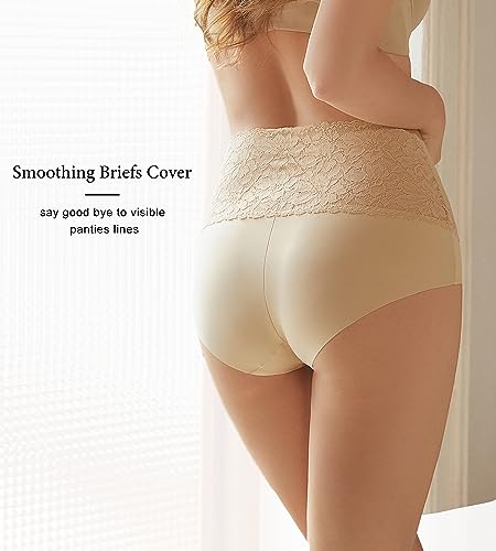 Image of SHARICCA High Waist Lace Underwear for Women Seamless Sexy Panties Ladies Stretch Full Coverage Briefs Pack