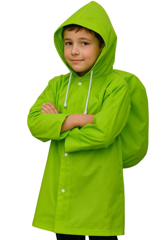 School Bag Friendly Kids Raincoat (Green,Multisize)-image-31