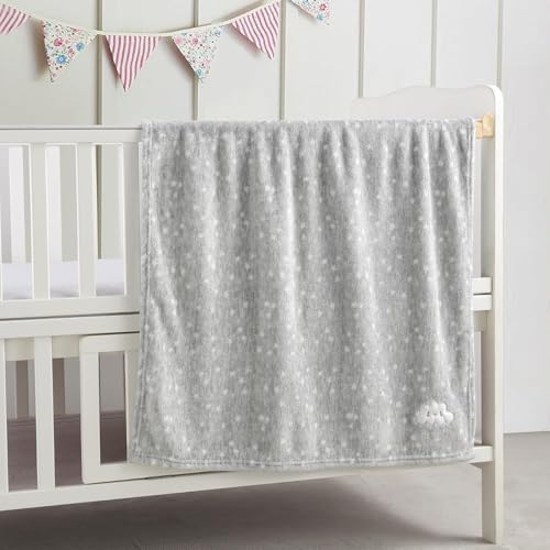 Image of CREVENT 2Pcs 30''X40'' Cute Cozy Fluffy Warm Baby Blankets for Infants Toddlers' Bedding Crib Cot Stroller - Grey Cloud + Blue Sherpa