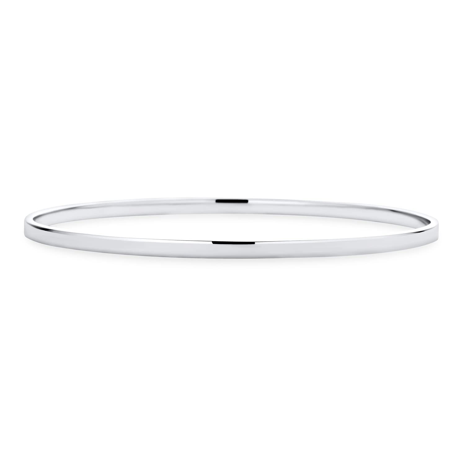 Bling Jewelry Bracciale Rigido Semplice E Personalizzato Con Bordo Piatto In Argento Sterling .925 Lucido Da 3 Mm Adatto Per Sovrapposizioni E Impilamenti Per Donne E Adolescenti Personalizzabile