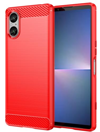 Folmecket Coque Sony Xperia 5 V, Fibre de Carbone Résistant aux Rayures, Absorption des Chocs Souple en Caoutchouc TPU Housse de Protection pour Sony Xperia 5...