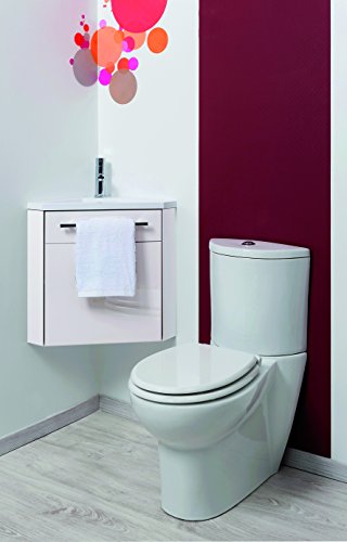 ONDÉE - Mueble de Lavabo suspendido colección Nino - Mueble de Esquina Compacto - 1 Puerta - Cierre Progresivo - instalación Reversible - Ancho 53cm - Acabado Lacado Blanco