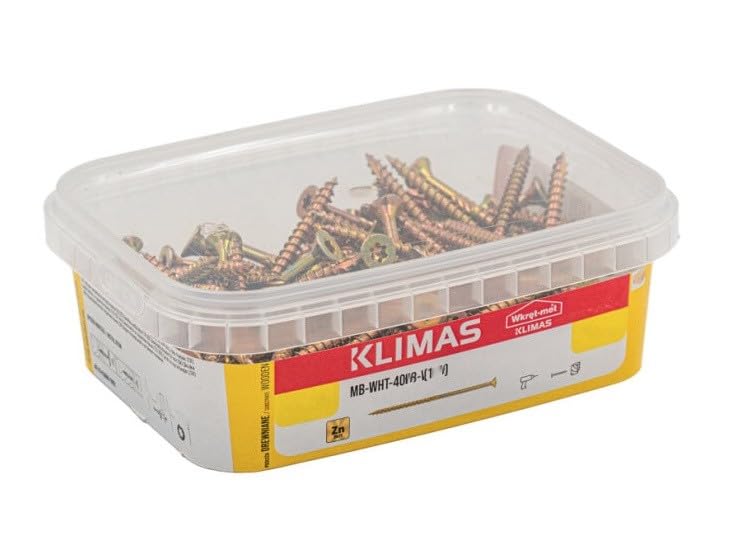 Klimas - Tornillos de cabeza avellanada para madera, color amarillo (4 x 40 mm, 130 unidades)