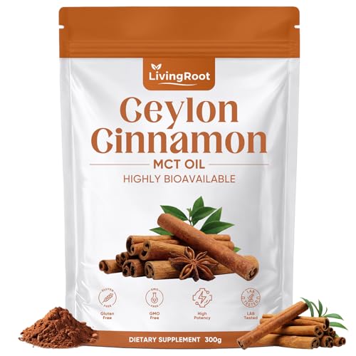 TOGOLIUN Living Root Ceylon Cinnamon Powder - Ceylon Cinnamon Powder Organic with Mct Oil Gluten Free Non-GMO Ceylon Premium Quality 10.5oz