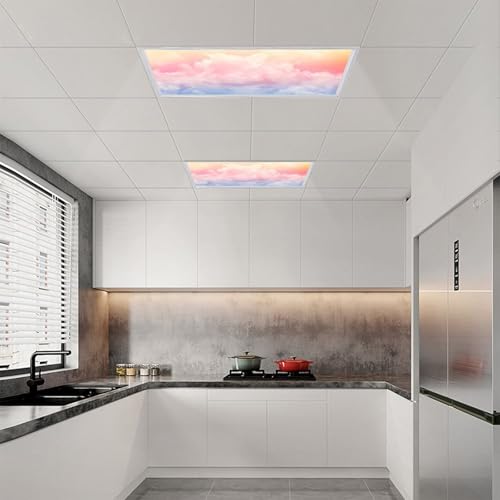 Image of 2 Pack Fluorescent Light Cover for Ceiling Light - Colorful Clouds Magnetic Light Covers Classroom, Light Filters Drop Fluorescent Light Shade Panel for Office Home School,4 x 2 Ft