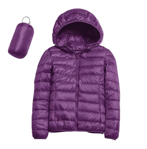 ZHIAN Chaqueta De Plumón Ligera For Mujer, Abrigo Acolchado Ligero Y Corto, Chaqueta, Chaqueta Softshell Ligera Y Cálida For Mujer, Chaqueta Acolchada(Purple,L)