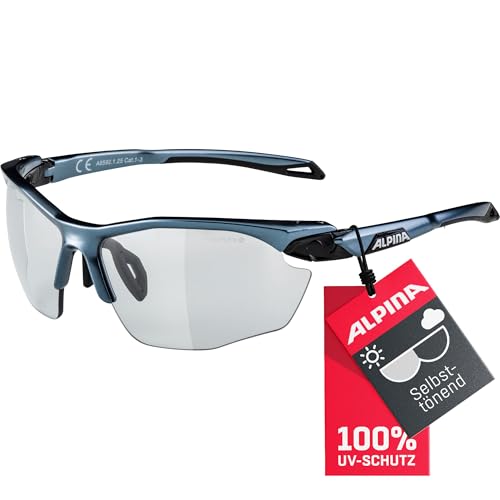 ALPINA TWIST FIVE HR V - Selbsttönende, Bruchfeste & Beschlagfreie Sport- & Fahrradbrille Mit 100% UV-Schutz Für Erwachsene, tin-black, Einheitsgröße,Sportlich