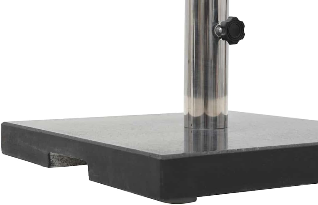 vidaXL 44lb Square Umbrella Base with Handles, Patio Parasol Base for 1.5"/1.9" Pole Sizes, Granite Plate, Stainless Steel Pipe, Elegant Style, 15.7" x15.7x13.4 Black