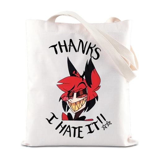 FOTAP Hazbin Sac fourre-tout avec inscription « Thank I Hate It Alastor Inspire », Déteste le Royaume-Uni, 37.8 cm x 34.8 26.9
