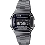 Casio Unisex 36.00mm Quartz Watch with LCD Digital dial and Black Metal Bracelet Strap A168WEGG-1BEF