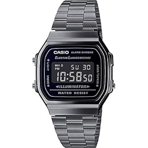 Casio Unisex Quartz Armbanduhr, 36.00mm GehäusegröÃŸe mit LCD digital Zifferblatt und schwarz Metallarmband Armband A168WEGG-1BEF