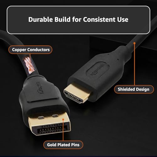 Image of AmazonBasics 6-Feet DisplayPort (not USB port) to HDMI Cable, Black