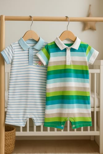 Image of TuddyBuddy 100% Cotton Romper /Jumpsuit /Bodysuit Set for Baby (Pack of 2 Playsuits)