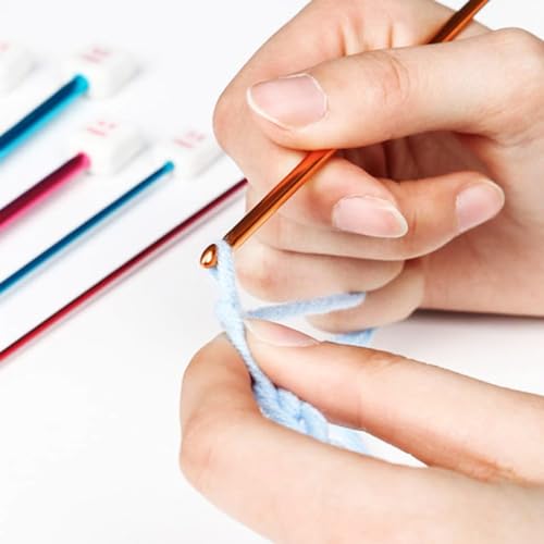 Image of HASTHIP 11PCS Long Crochet Hook Set, 2.0-8mm Aluminum Knitting Needles Set Crochet Hooks, Beginners Metal Multicolour Knitting Tools Set Knitting & Crochet Supplies for Beginners