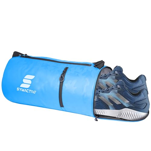Amazon Brand – Symactive Gym bag Workout Fitness Tote Polyester Lightweight Men & Women Backpack for Sports Swimming Boxing Athletic Crossfit Exercise Yoga Fitness- Sky blue