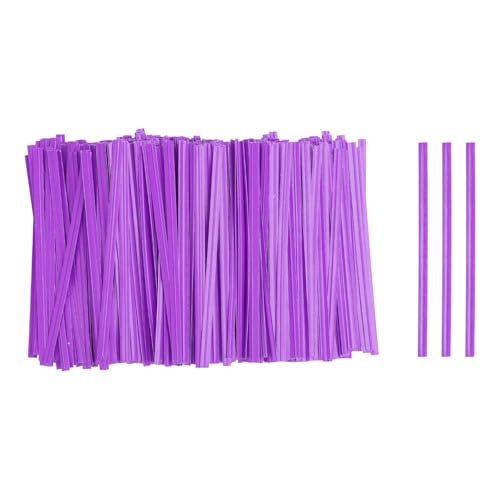 QUARKZMAN 1000 Unidades Bolsa Twist Ties 3.5' Reutilizables Papel Kraft Twist Ties Alambre Lazos para Fiesta Pan Dulces Pastel, Morado